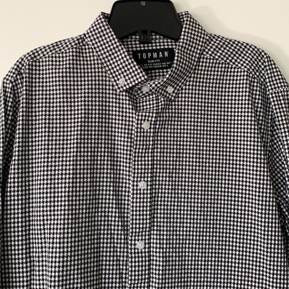 Topshop Topman Long Sleeve Houndstooth button down - Picture 3 of 5